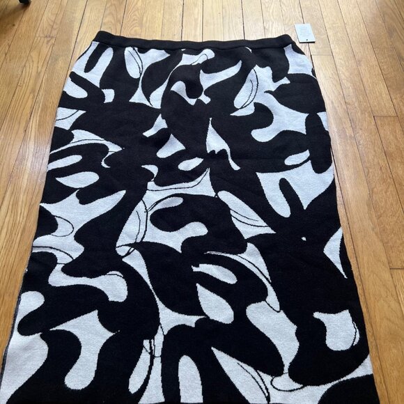 Eloquii Size 22/24 NEW Abstract Black & Gray Knit Intarsia Column Sweater Skirt - Picture 11 of 16